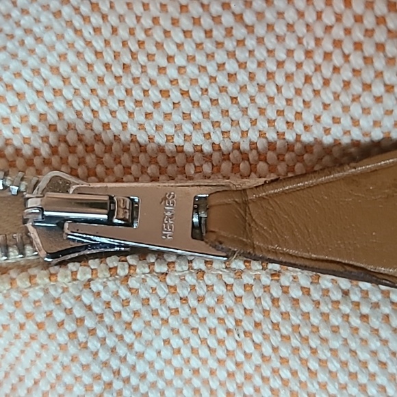 ❤HERMES TOILE FOURRE TOUT MM WOMEN'S CANVAS TOTE BAG ORANGE  ÉCRU TOILE H CANVAS - Picture 6 of 17